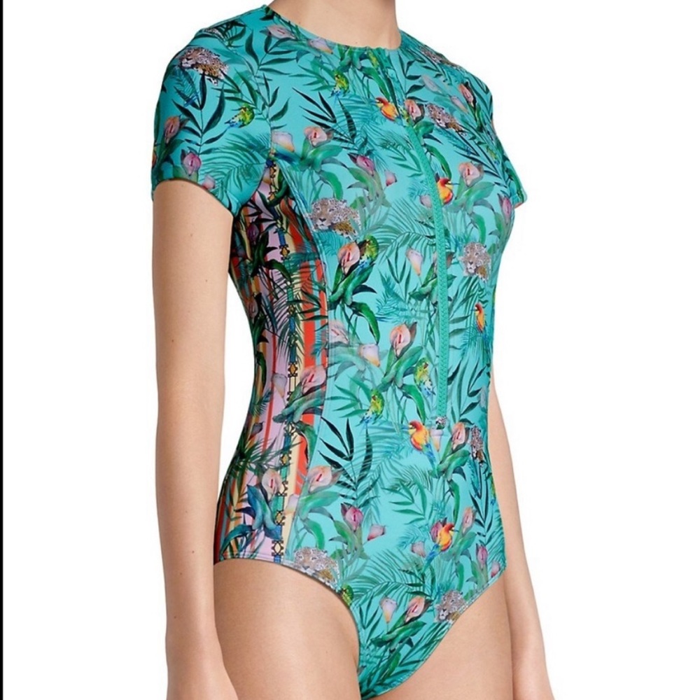 Johnny Was Floral One-Piece Neoprene Swimsuit Maternity Vacation Tummy Control